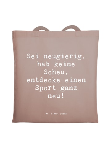 Mr. & Mrs. Panda Shopping Tasche Spruch Neuer Sport mit Spruch in Braun Pastell