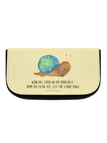 Mr. & Mrs. Panda Make-Up Tasche Schnecke Sir mit Spruch in Gelb Pastell