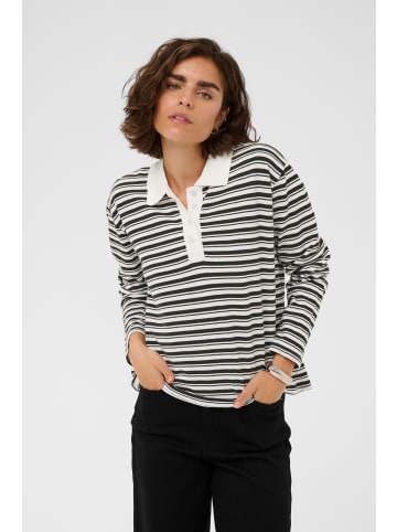 Kaffe Poloshirt KAmiala Regular fit in Chalk With Black Deep stripe