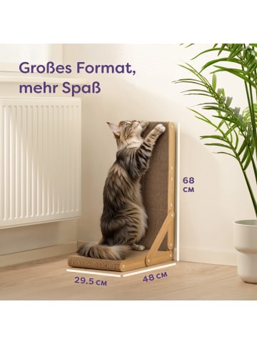 Knupis Kratzbrett Katze Groß 68 cm – L förmige Kratzpappe für Katzen