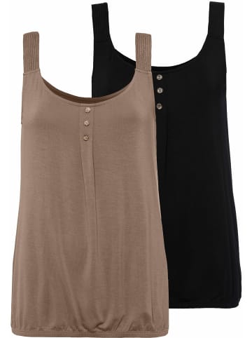 LASCANA Strandtop in taupe, schwarz