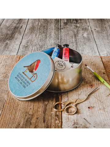 Mr. & Mrs. Panda Metalldose Rotkehlchen Schlitten mit Spruch in Eisblau