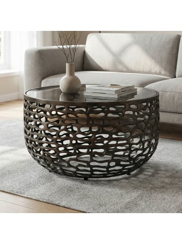FineBuy Couchtisch in Schwarz / Aluminium / 60x60x35