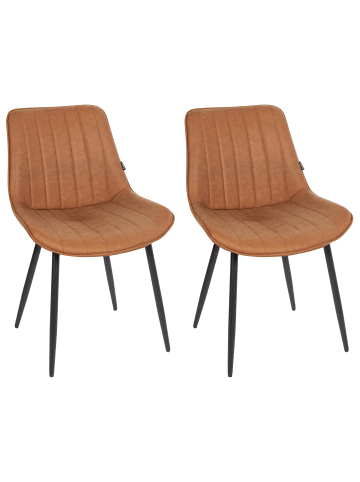 Beliani 2er-Set Esszimmerstuhl DUBROVNIK in Braun/Schwarz