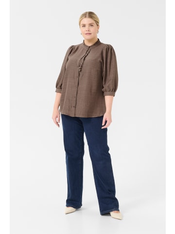KAFFE curve Langarm-Bluse KCellinor in Deep Taupe CC