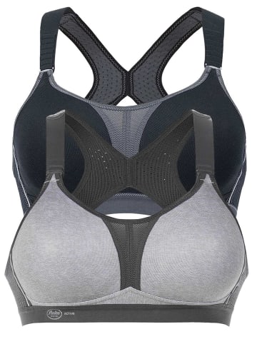 Anita Sport BH X-Back dynamiX star in heather grey schwarz-anthrazit