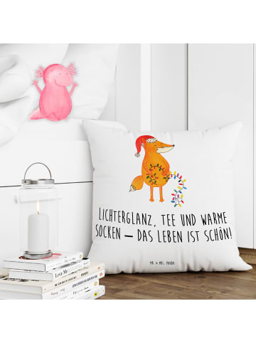 Mr. & Mrs. Panda Polsterkissen Fuchs Weihnachten mit Spruch in Weiß
