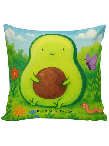 Mr. & Mrs. Panda Kuschel Kissen Avocado Kern Design ohne Spruch in Weiß