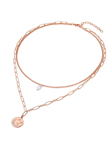 Valero Pearls Halskette Edelstahl Preciosa Süßwasser-Zuchtperle in roségold