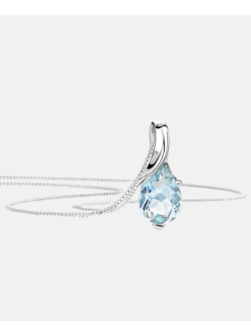 Diamant L'éternel Halskette mit Anhänger aus 375 Weißgold mit Aquamarin
