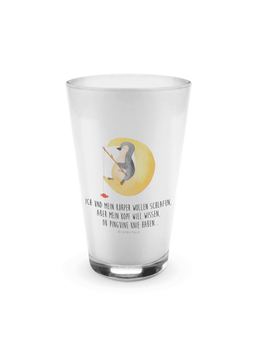 Mr. & Mrs. Panda Latte Macchiato Glas Pinguin Mond mit Spruch in Transparent
