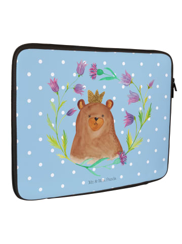Mr. & Mrs. Panda Laptop Tasche Bär Königin ohne Spruch in Blau Pastell