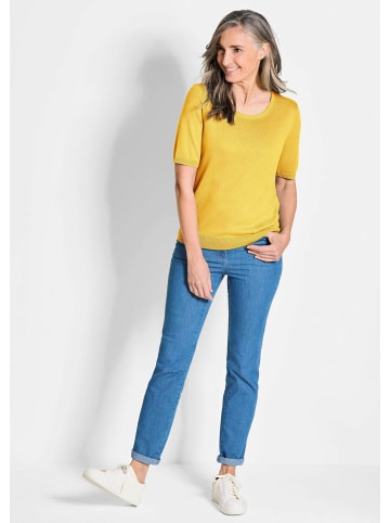 GOLDNER Kurzgröße:  Klassisches Merinowollshirt, Rundhals in gelb