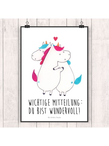 Mr. & Mrs. Panda Poster Einhorn Mitteilung mit Spruch in Weiß