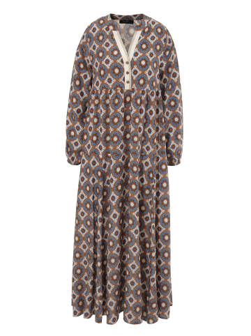 Aniston CASUAL Maxikleid in hellbraun-wollweiß-petrol-braun