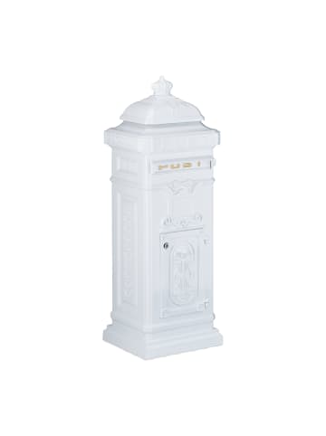 relaxdays Standbriefkasten in Weiß - (B)34,5 x (H)101 x (T)31 cm