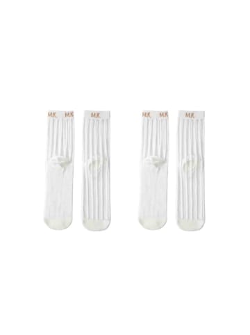 MUNADUNA 2er-Pack mittellange gestrickte Mesh-Socken in Weiß
