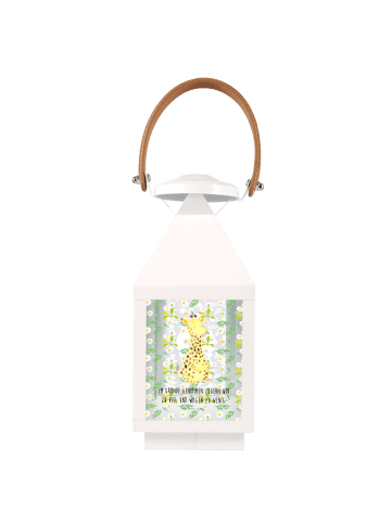 Mr. & Mrs. Panda Windlicht Giraffe Zufrieden mit Spruch in Transparent