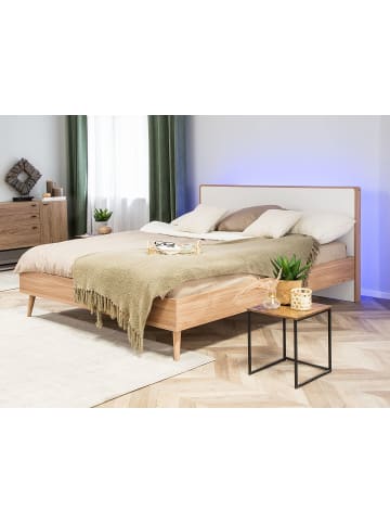 Beliani 9-tlg Doppelbett mit LED SERRIS in Braun/Weiß
