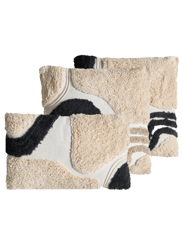 Beliani 3er-Set Dekokissen ALSTONIA in Beige/Schwarz/Weiß