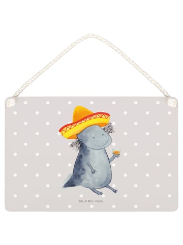 Mr. & Mrs. Panda Schild Axolotl Tequila ohne Spruch in Grau Pastell