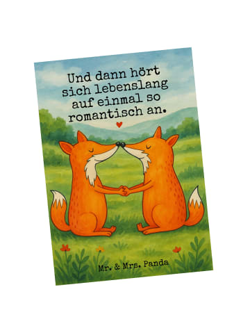 Mr. & Mrs. Panda Fotokarte Füchse Liebe Design mit Spruch in Weiß