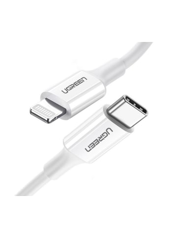 Ugreen Ugreen Kabel USB Typ C - iPhone-Anschluss MFI 1m 3A 18W weiß in Weiß