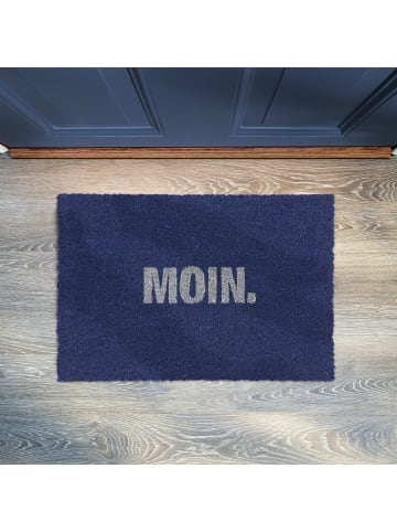 relaxdays Fußmatte "Moin." in Blau/ Weiß - (B)60 x (T)40 cm