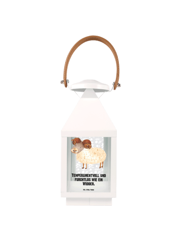 Mr. & Mrs. Panda Windlicht Sternzeichen Widder mit Spruch in Transparent