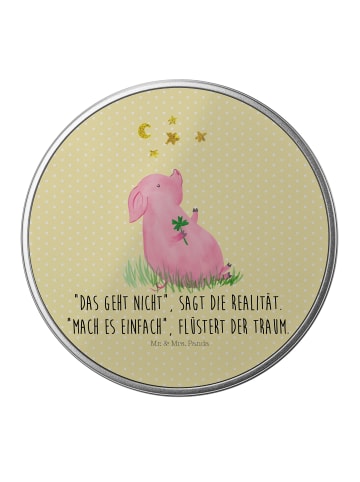 Mr. & Mrs. Panda Kaffeedose Schwein Glück mit Spruch in Gelb Pastell
