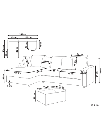 Beliani 2-tlg 4-Sitzer Sofa KOHLO in Beige/Schwarz