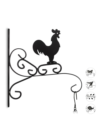relaxdays 3x Blumenhaken in Schwarz - (B)28 x (H)30 x (T)2 cm