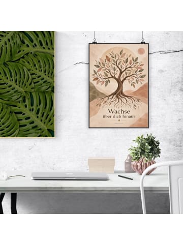 Wandbild Baum boho Design mit Spruch in Weiß