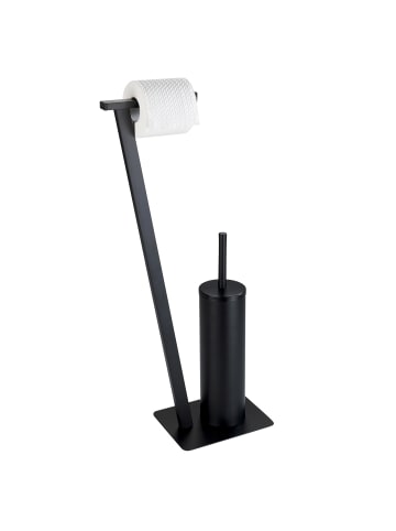 Wenko Toilettenpapierständer mit WC-Bürste LIRIO in Schwarz, 15 x 68 x 30 cm
