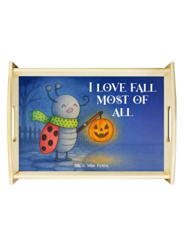 Mr. & Mrs. Panda Holztablett Smörle Laterne Design mit Spruch in Weiß