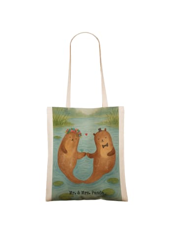 Mr. & Mrs. Panda Tote Bag Hochzeit Otter Design ohne Spruch in Weiß