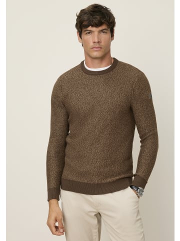 Man's World Rundhalspullover in braun melange