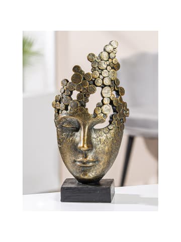GILDE Skulptur Female Mask bronzefarben - (H) 31,5 cm