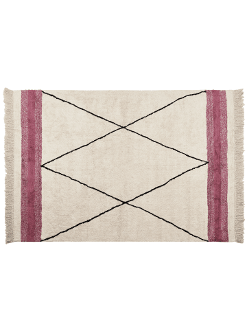 Beliani Kurzflor AFSAR in Beige/Rosa - (W) 160 x (H) 1.2 x (L) 230 cm