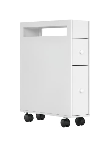HOMCOM Badezimmerschrank-16L x 49,5B x 66H cm-Weiß