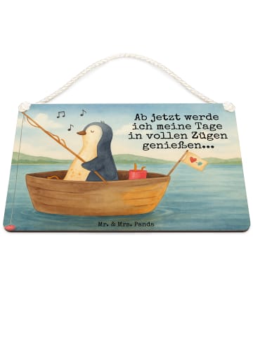 Mr. & Mrs. Panda Deko Schild Pinguin Angelboot Design mit Spruch in Weiß
