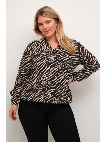KAFFE curve Langarm-Bluse KCdiana in Black And Brown Animal Print