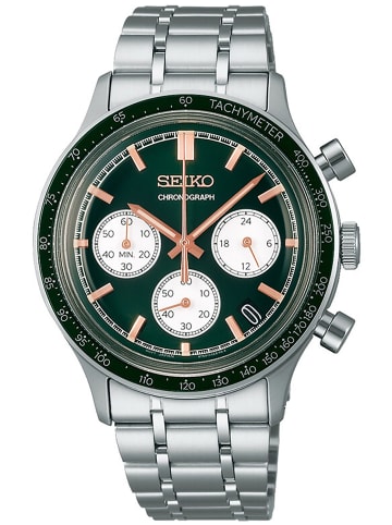 Seiko Herren-Chronograph Grün/Roségoldfarben
