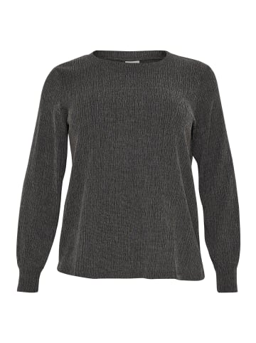 KAFFE curve Langarm-Bluse KColena in Dark Grey Melange