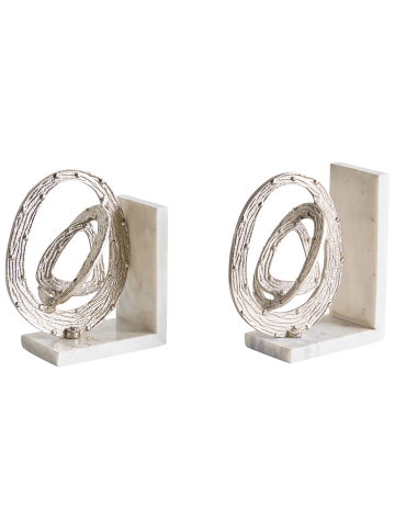 Beliani 2-tlg Buchstütze RABINA in Silber/Weiß