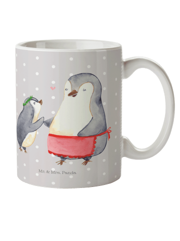 Mr. & Mrs. Panda Kindertasse Pinguin mit Kind ohne Spruch in Grau Pastell