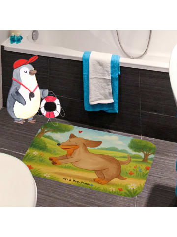 Mr. & Mrs. Panda Badteppich Hund Dackel Design ohne Spruch in Weiß