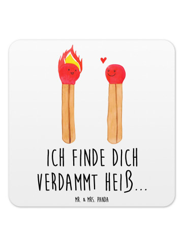 Mr. & Mrs. Panda Untersetzer Set Streichhölzer mit Spruch in Weiß