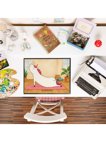 Mr. & Mrs. Panda Schreibunterlage Einhorn Yoga Design ohne Spruch in Weiß