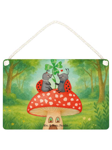Mr. & Mrs. Panda Schild Marienkäfer Fliegenpilz Design ohne Spruch in Weiß